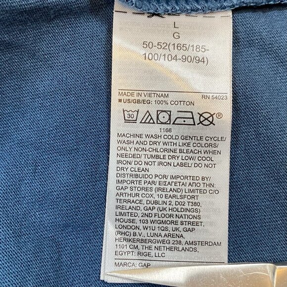 GAP Everyday Long-Sleeve Tee Shirt T-Shirt 100% Cotton Grease Blue NWT Sz L - Picture 8 of 11